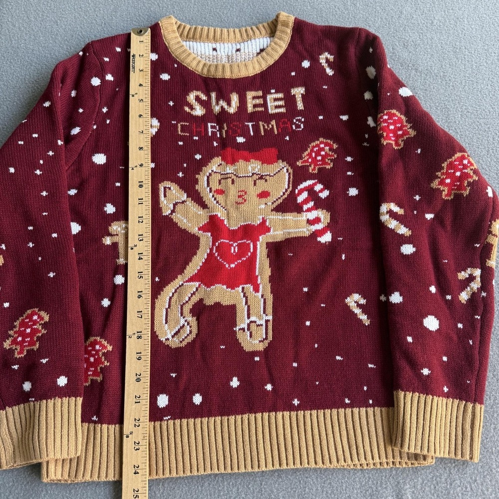 Modeflwr Sweater Womens Medium Red Sweet Christmas Gingerbread Graphic Ugly Knit - Picture 7 of 7